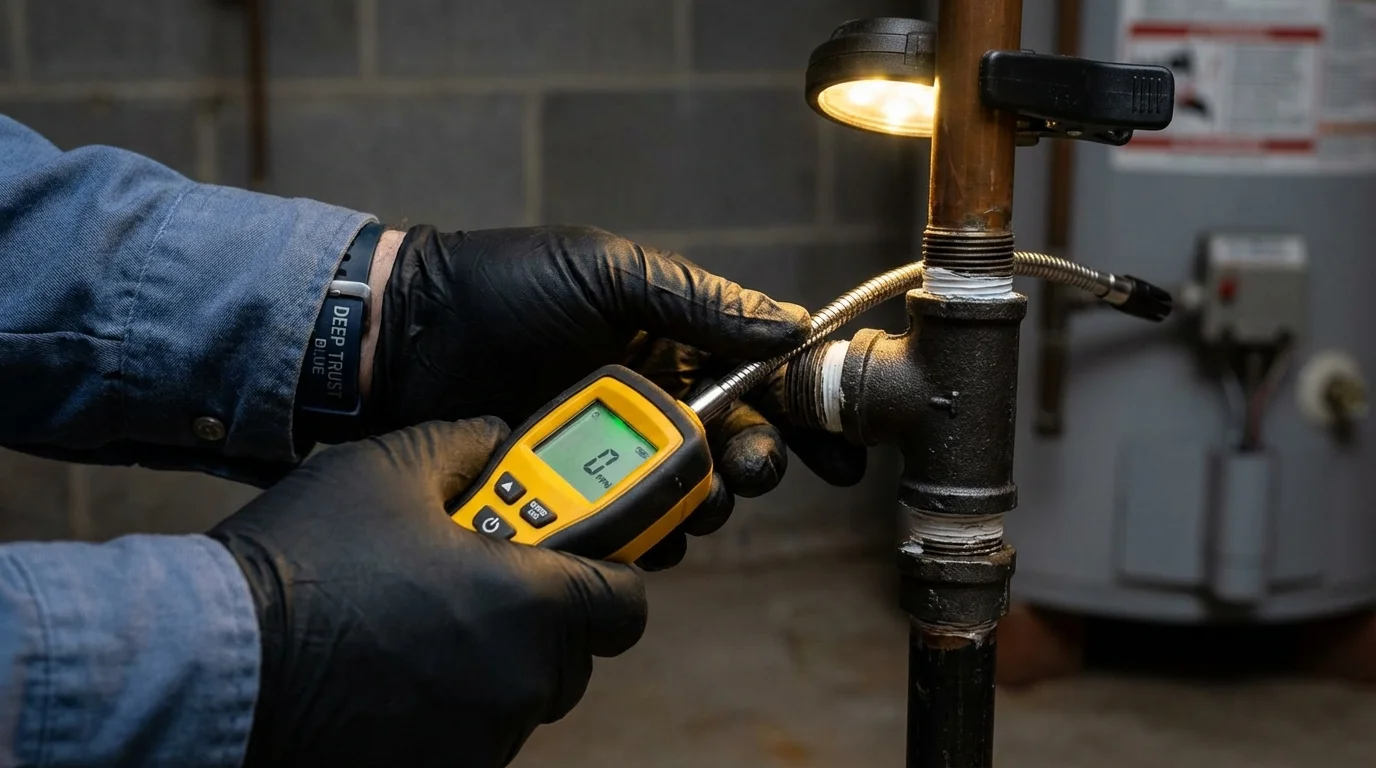 Gas leak detection with electronic sniffer by Johns Plumbing LLC in Cambria