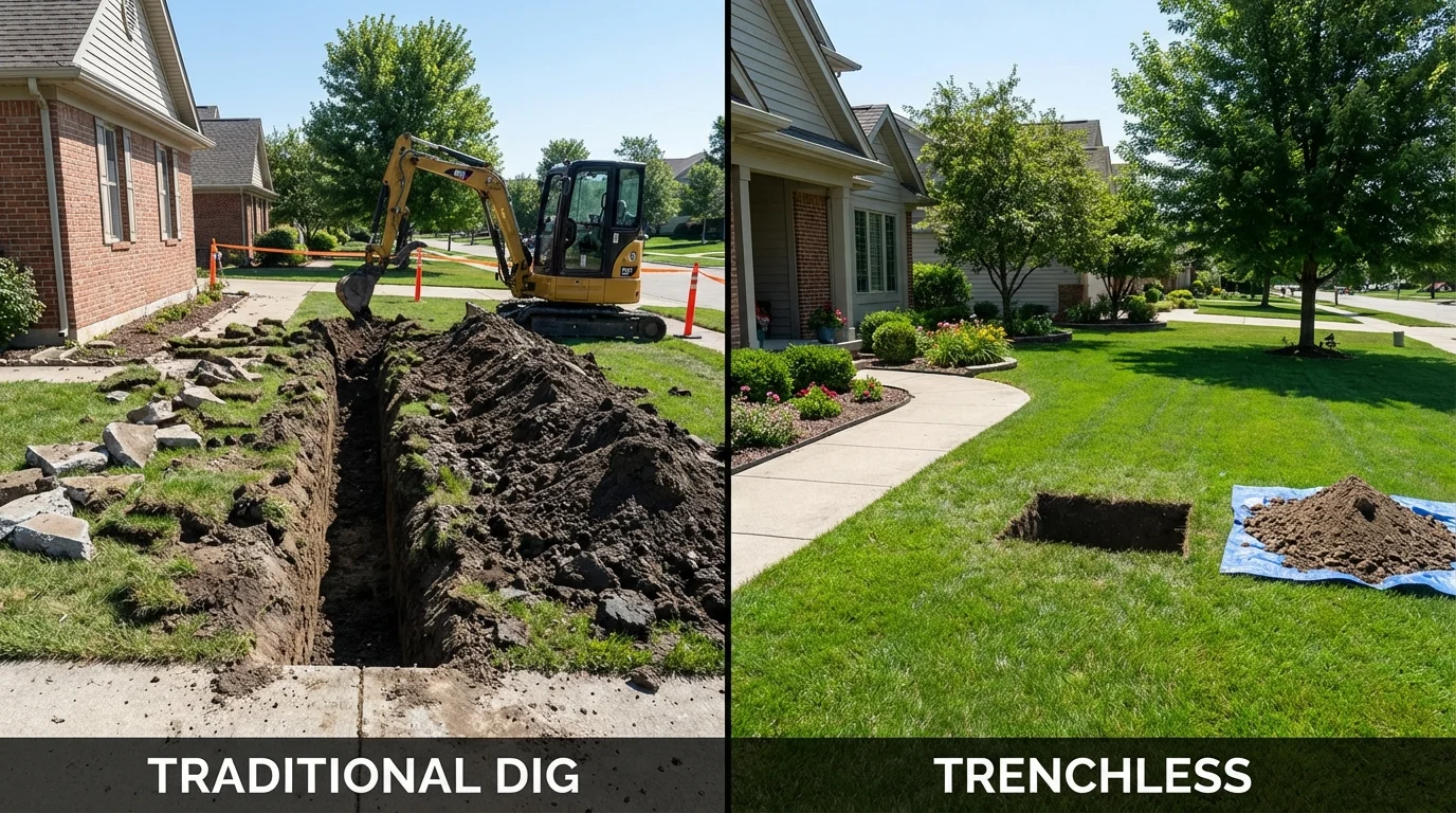 Trenchless sewer repair with minimal yard damage versus traditional excavation in Cambria, CA